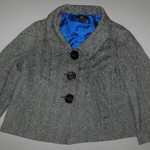 Luii Jacket Black and Grey Tweed Womens Large Crop Sleeve